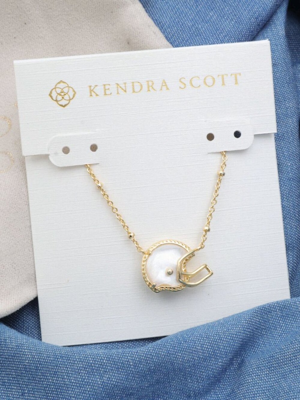 Kendra Scott Football Helmet Short Necklace - Gold & Ivory Mother-of-Pearl